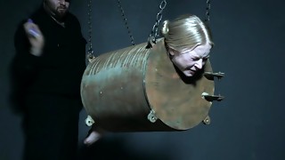 Restrained blonde brutally fucked and gagged