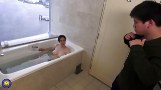 Japanese home sex with busty mature mother