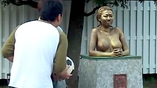 Cosplay Porn: Public Painted Statue Fuck part 4