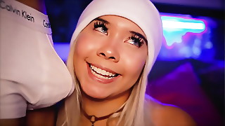 Horny blonde plays with her young stepbrother'_s cock while still in boxers