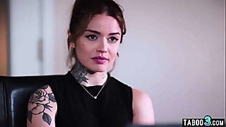 Small titted inked slut banged by her big black cocked doctor