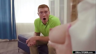Patient sees a doctor and gets distracted by her big tits.The blonde presses his face between em and he fucks her.He licks her cunt and she gives a bj