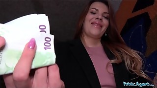 Public Agent Russian shaven pussy fucked for cash